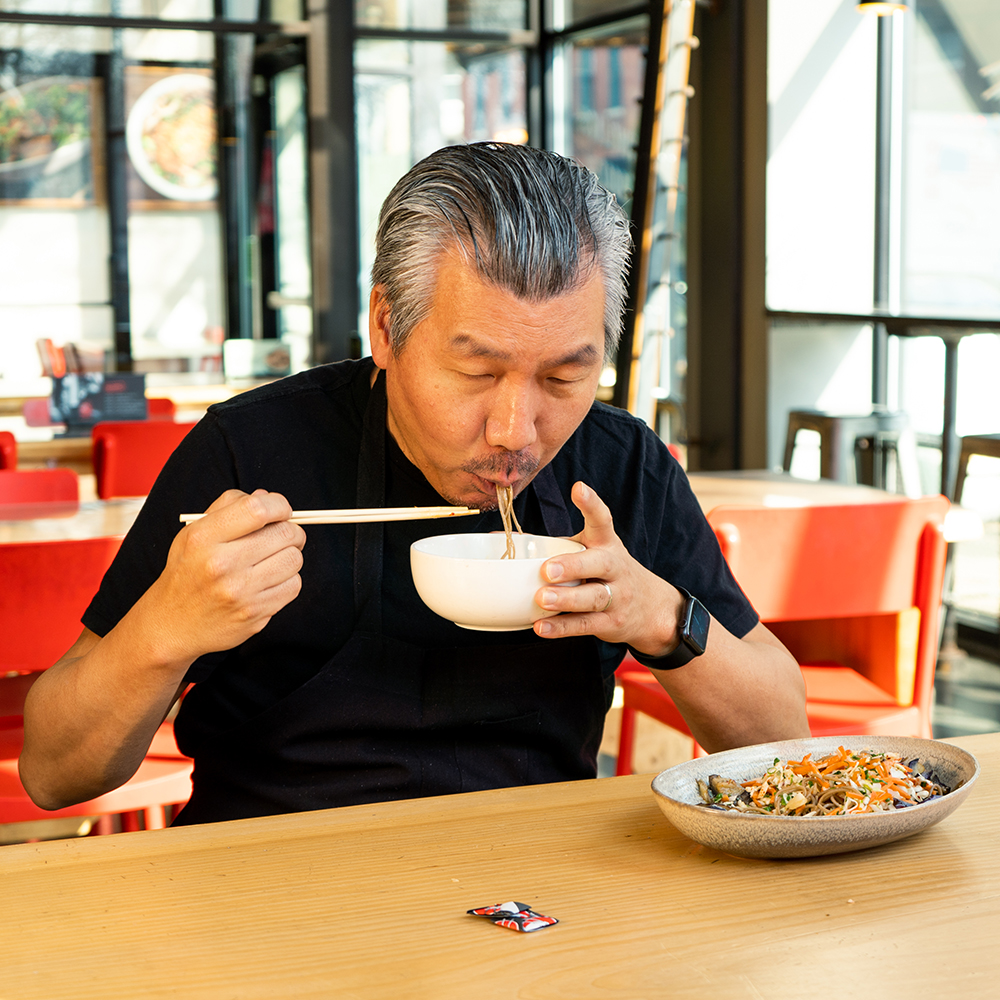 Bill Kim eating