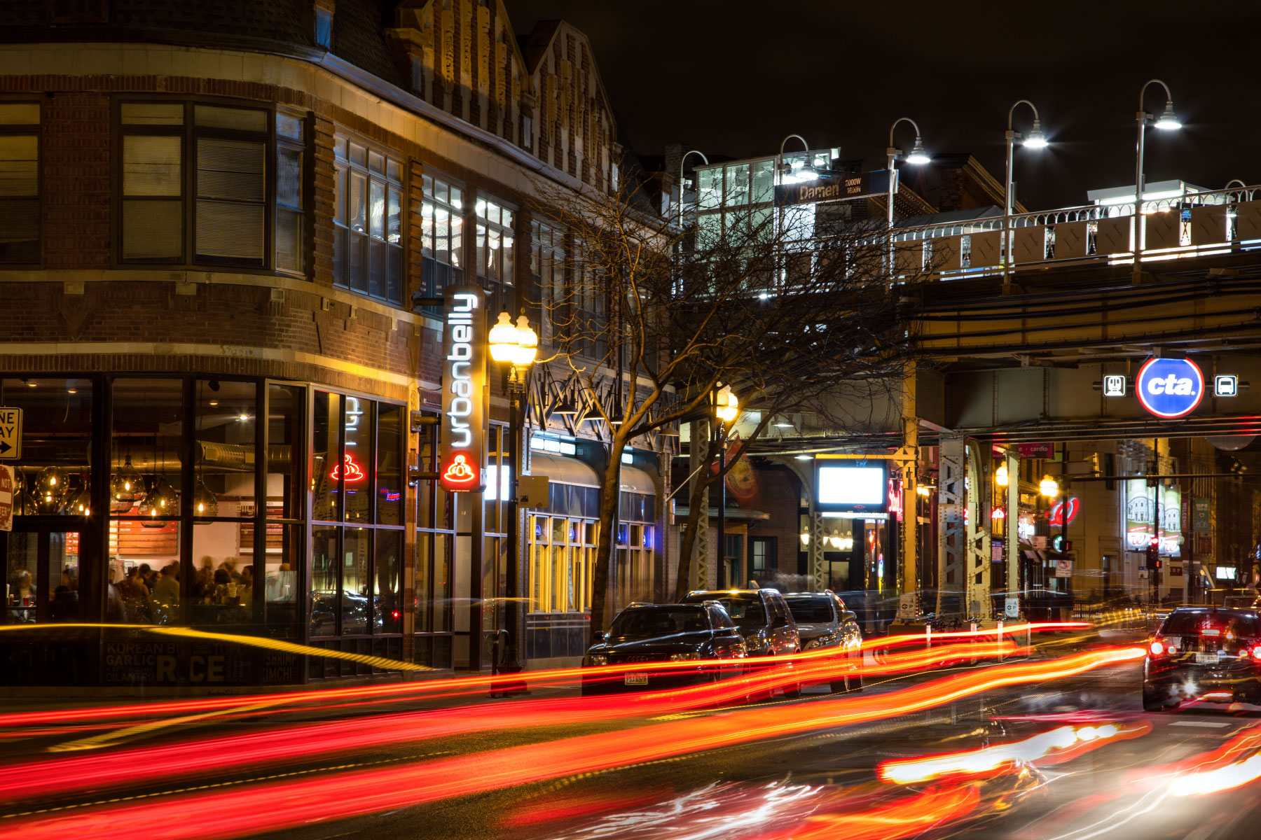 Urbanbelly Wicker Park location at night